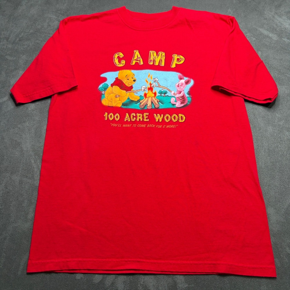 Vtg 90s Disney Store Winnie the Pooh T-Shirt Unisex Small Red Camp 100 Acre Wood
